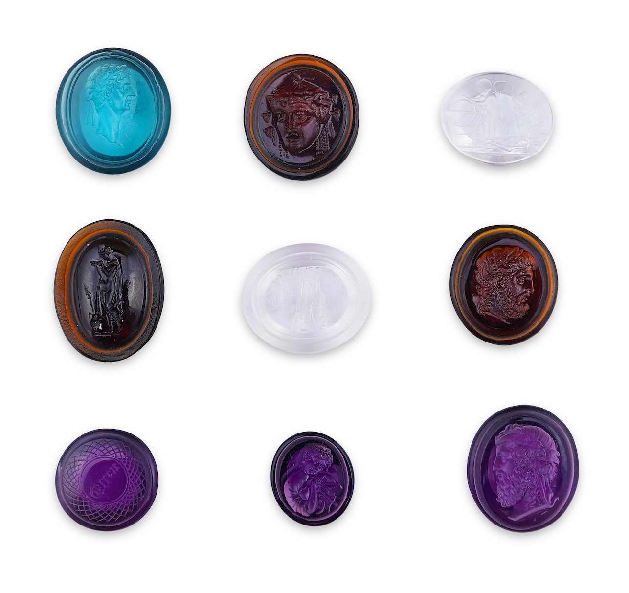 A collection of nine paste intaglios, possibly by William Tassie, late 18th/early 19th century